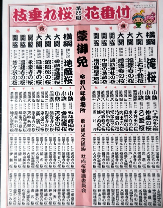枝垂れ桜花番付令和8年